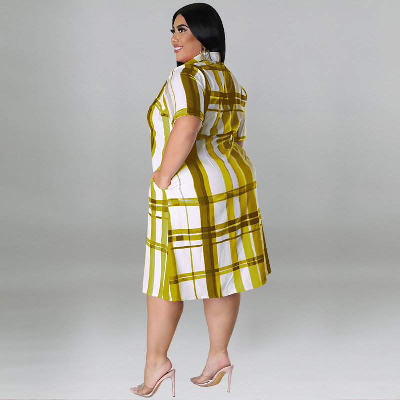 Plus Size Damen Karohemd Kurzarm Freizeit Bluse Oberteil_voghion.com