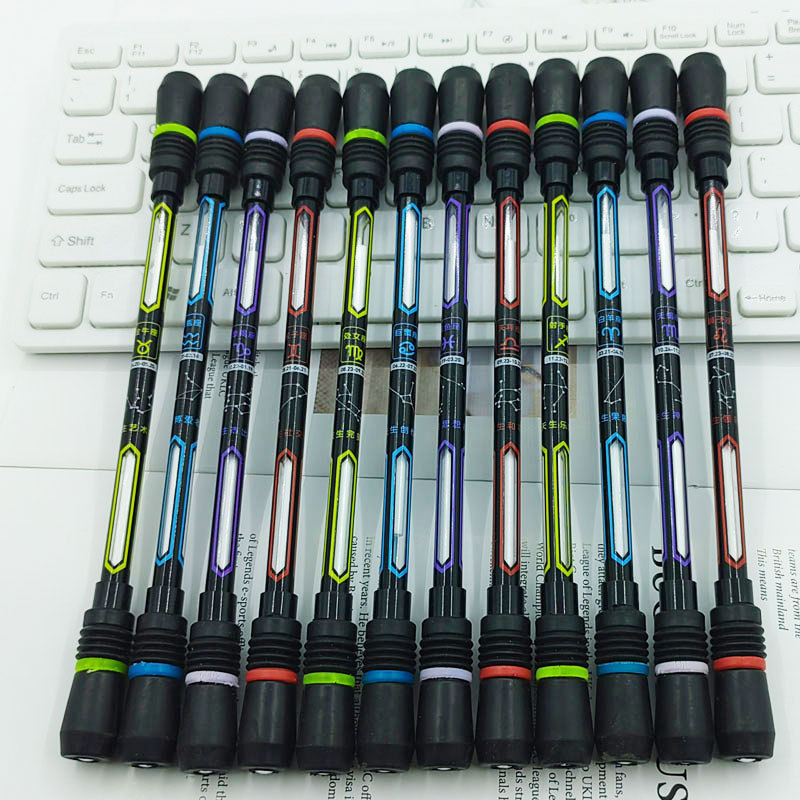 Rotary Pen Full Needle Tube Gel Pen for Beginners, Rotary Pen with Replaceable Core, Creative Decompression Toy Pen to Develop Intelligence