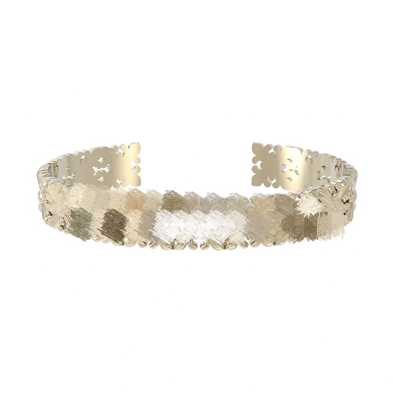 Three-Fold Design Jewelry with Iris Flowers Around the Entire Bracelet, Women's Design with a Sense of Luxury, Heavy Craftsmanship, Vintage Maillard Style