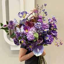 深紫色茄紫暗夜紫灰紫仿真花搭配 婚礼家居婚礼堂假花绢布花批发