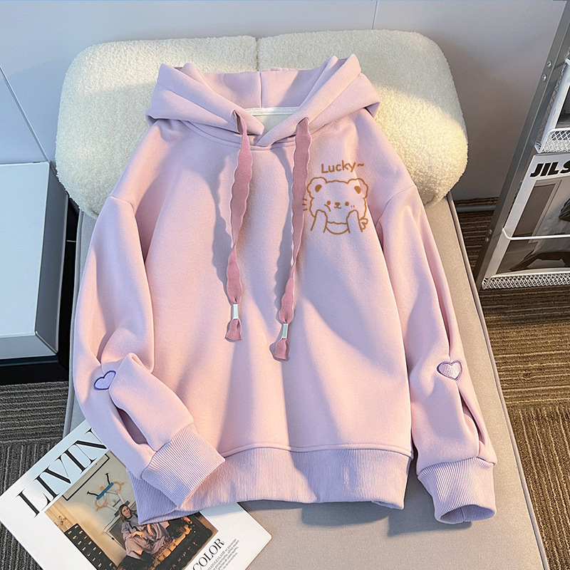 Taro Purple Sweatshirt Girl's Spring and Autumn Thin Early Autumn 2024 New Arrival Trendy Loose Hooded Top for Little Girl