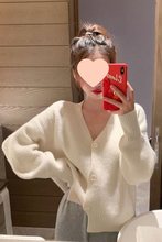 v领纯色毛衣针织衫女上衣春季新款针织开衫短款毛衣外套女