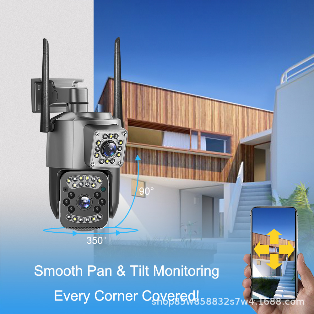 Cámara binocular WIFI día y noche a todo color al aire libre impermeable vigilancia hogar 5 millones Cámara Ultra HD comercio exterior