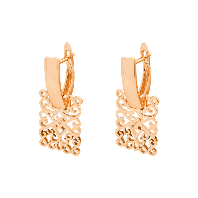 Procesamiento personalizado de estilo ruso en forma de D simple retrógrado geometría cuadrada hueco perno de orejas fácil de montar perno de orejas para mujeres