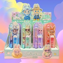 拉布布自动铅笔套装卡通活动铅笔带笔芯免削不断芯小学生文具套装