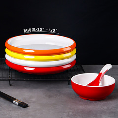 Two-color drum-shaped round plastic salad plates for restaurants, hotels, and commercial use, melamine bone-like imitation dinner plates, wholesale salad plates