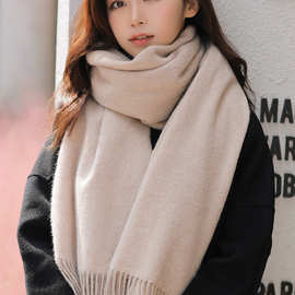 围巾女冬韩版100%羊毛围脖百搭加厚长款保暖两用披肩