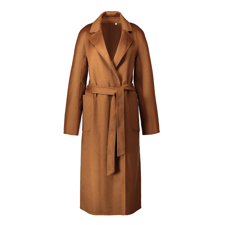 Autumn and Winter New Style m Brand Celebrity-Inspired High-Quality Double-Sided Woolen Coat with Water Ripple Pattern for Women