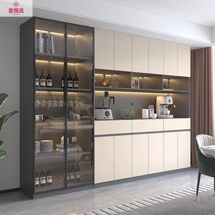 Solid Wood Sideboard Light Luxury Integrated Wall Storage Cabinet Modern Minimalist Living Room Tea Cabinet Storage Rack Home Minimalist