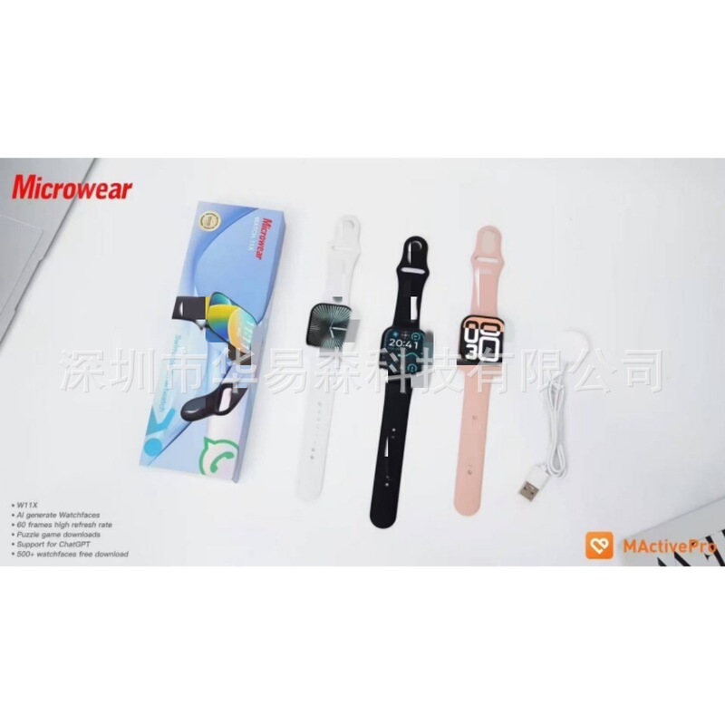 Cross-border Microwear W11X Smartwatch with Dynamic Island, Bluetooth, Sports Function, and WhatsApp Message Reply