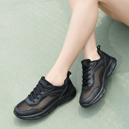 Summer New Sports Shoes with Large Mesh Holes, Women's Casual Shoes, Korean Style Laced, Versatile Women's Shoes