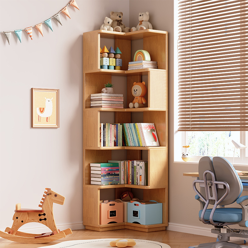 Estante de libro de piso integrado contra la pared gabinete de esquina para niños almacenamiento simple sala de estar dormitorio simple gabinete multicapa
