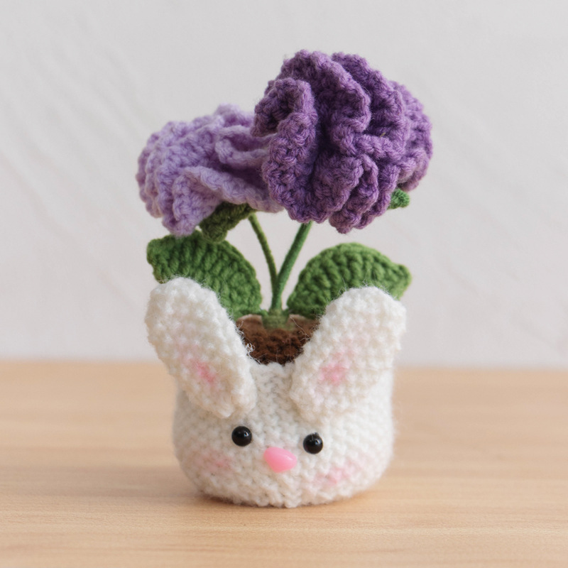 Acabado tejido a mano lirio de los valles en macetas adornos para el hogar tejido de flores artificiales hilo de lana ramo de ganchillo regalo de flores falsas