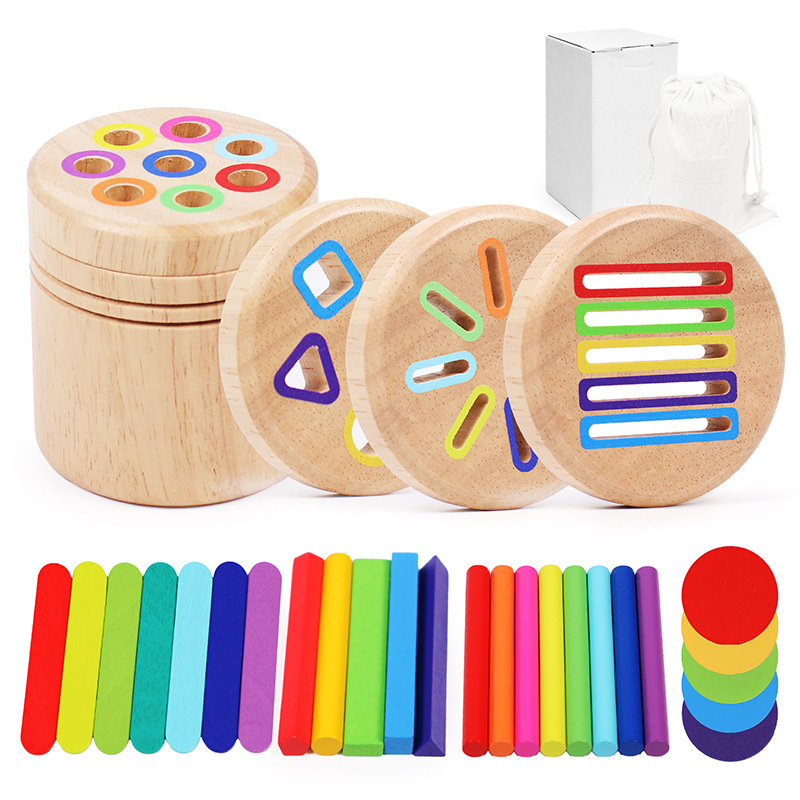 Puzzle infantil transfronterizo taza de clasificación de color cognitivo de color para bebés barra de conteo de jardín de infantes Mont 's cubo de clasificación de educación temprana