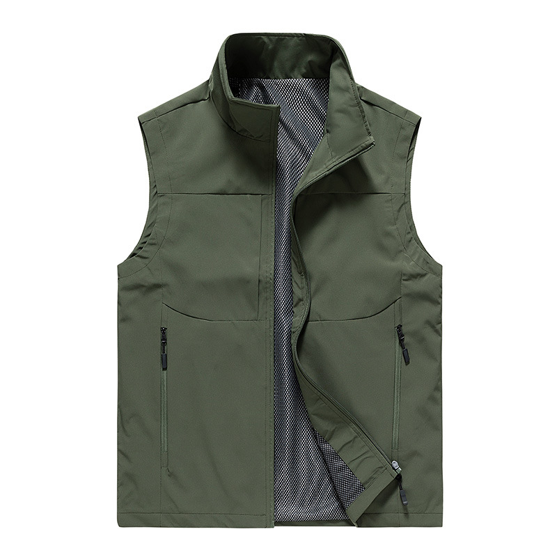 Chaleco masculino de primavera y otoño sin mangas, chaleco de bolsillo suelto, chaleco delgado, tendencia casual, hombro
