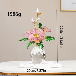 水晶玻璃工艺品葫芦仿真牡丹花客厅摆件家居装饰品外贸现货批发