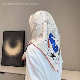 【对字母】字母真丝桑蚕丝方巾丝巾女同款抹胸披肩围巾海马防晒薄