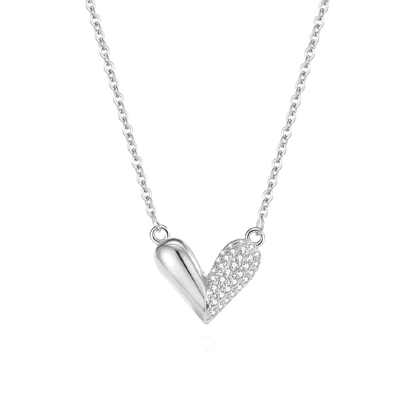 Versión coreana del diseño de nicho S925 collar de amor romántico de plata esterlina salvaje cadena de clavícula femenina colgante femenino regalo de San Valentín