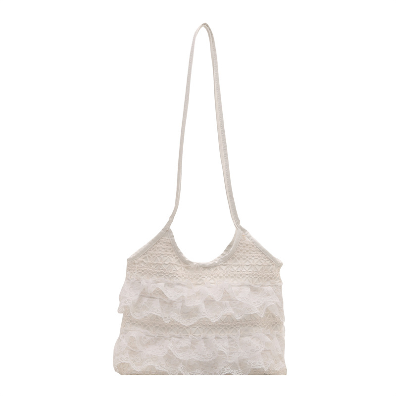 Bolso Tote de diseño de nicho, ocio de verano, vacaciones, encaje de hadas, malla, axila, bolso femenino de un solo hombro, gran capacidad
