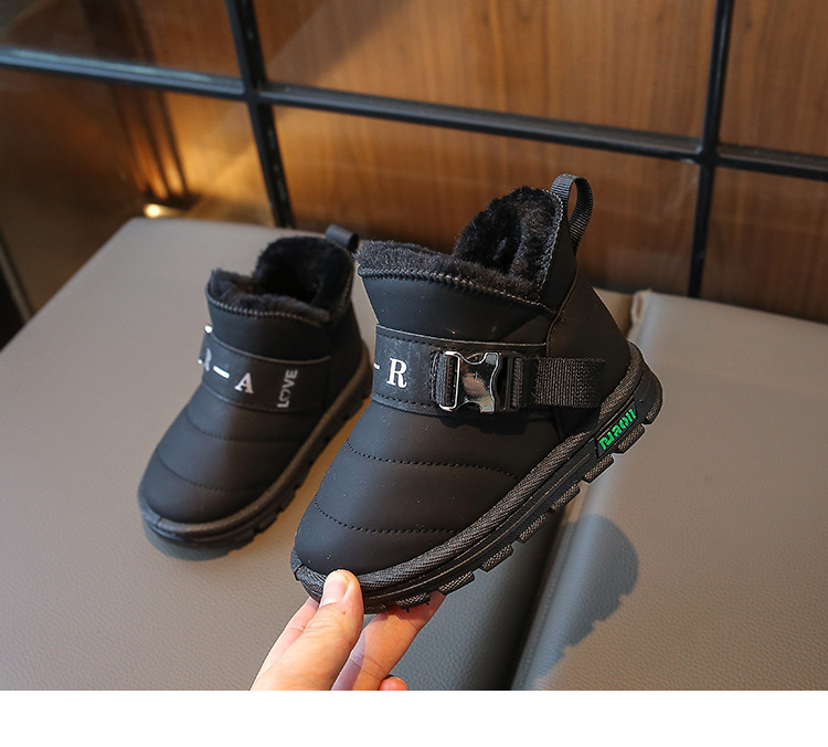 New winter cotton shoes with wool thickening boys fur one children's cotton boots waterproof_voghion.com