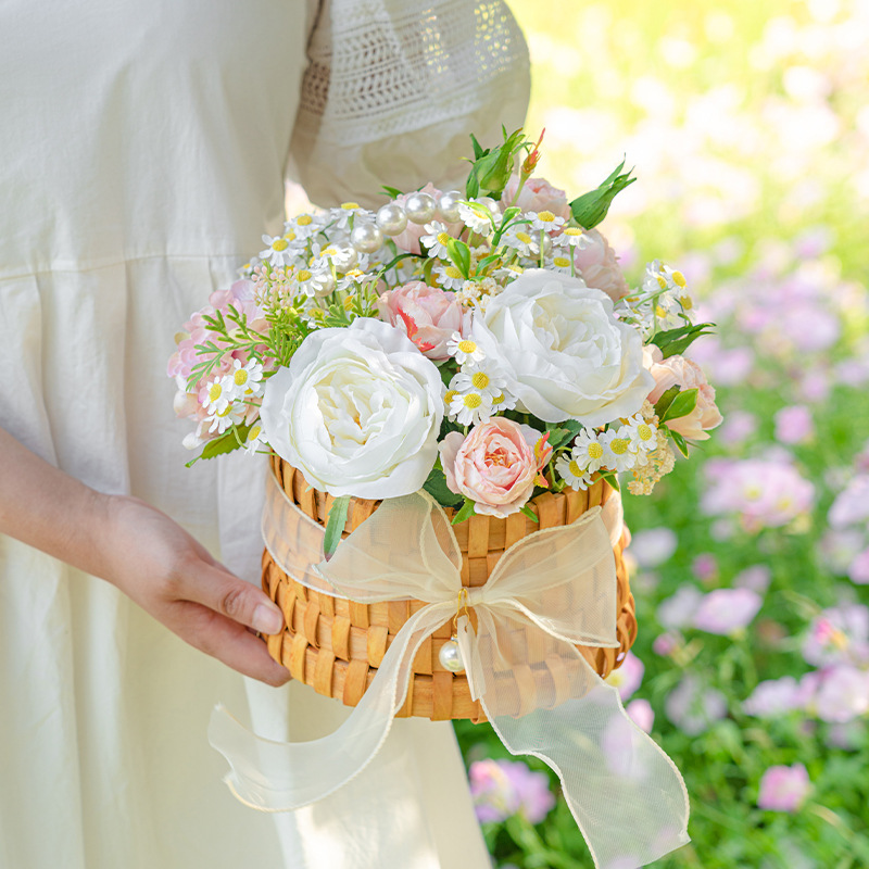 Picnic camping photo props flower basket artificial flowers fake flowers decorative arrangement floral artificial flowers plastic flowers