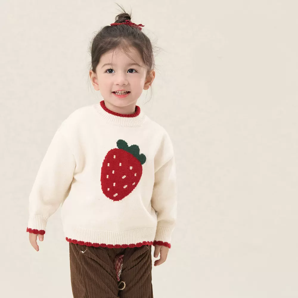 女童毛衣冬季女宝宝针织衫女孩上衣秋冬儿童新年衣服春装童装百搭