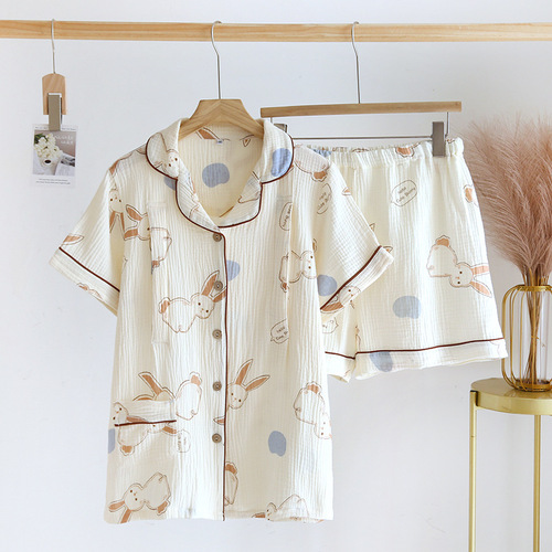 A variety of pure cotton short-sleeved shorts, confinement clothes, crepe summer thin nursing suits, postpartum feeding clothes, pregnancy period