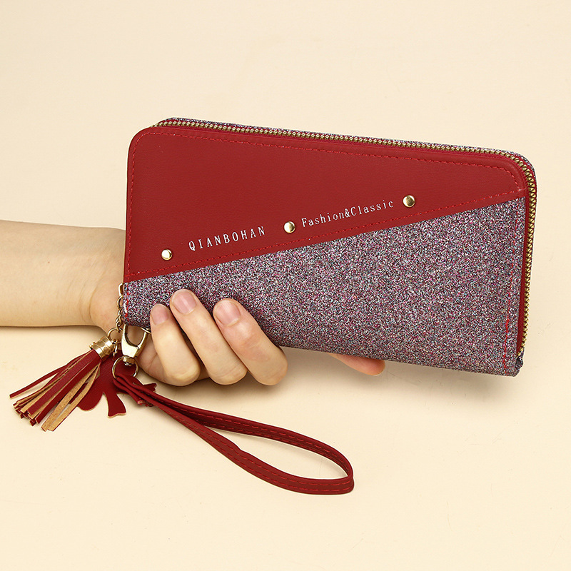 Foreign Trade Hot-Selling 2026 New Model Women's Wallet, Long Zipper Phone Bag, Color-Blocking Large Capacity Pu Clutch Bag