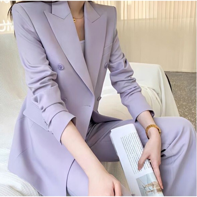 2026 Spring and Autumn New Design Lavender Color Suit Set for Women, Fashionable and Stylish High-End Blazer