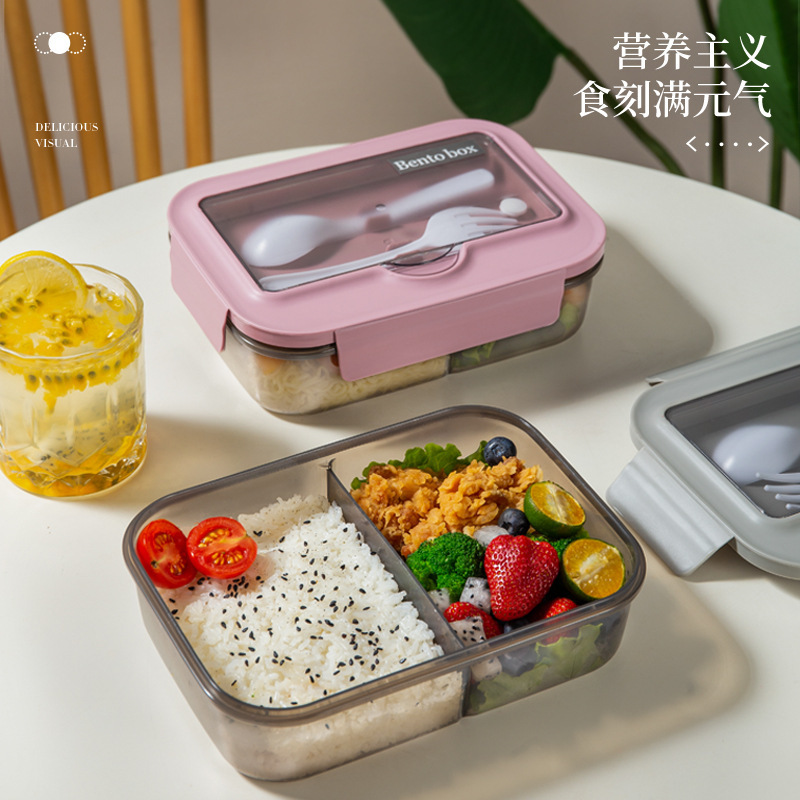 Cross-Border Best-Selling Lunch Box for Office Workers, Microwaveable Japanese-Style Bento Box, Rectangular Plastic Lunch Box
