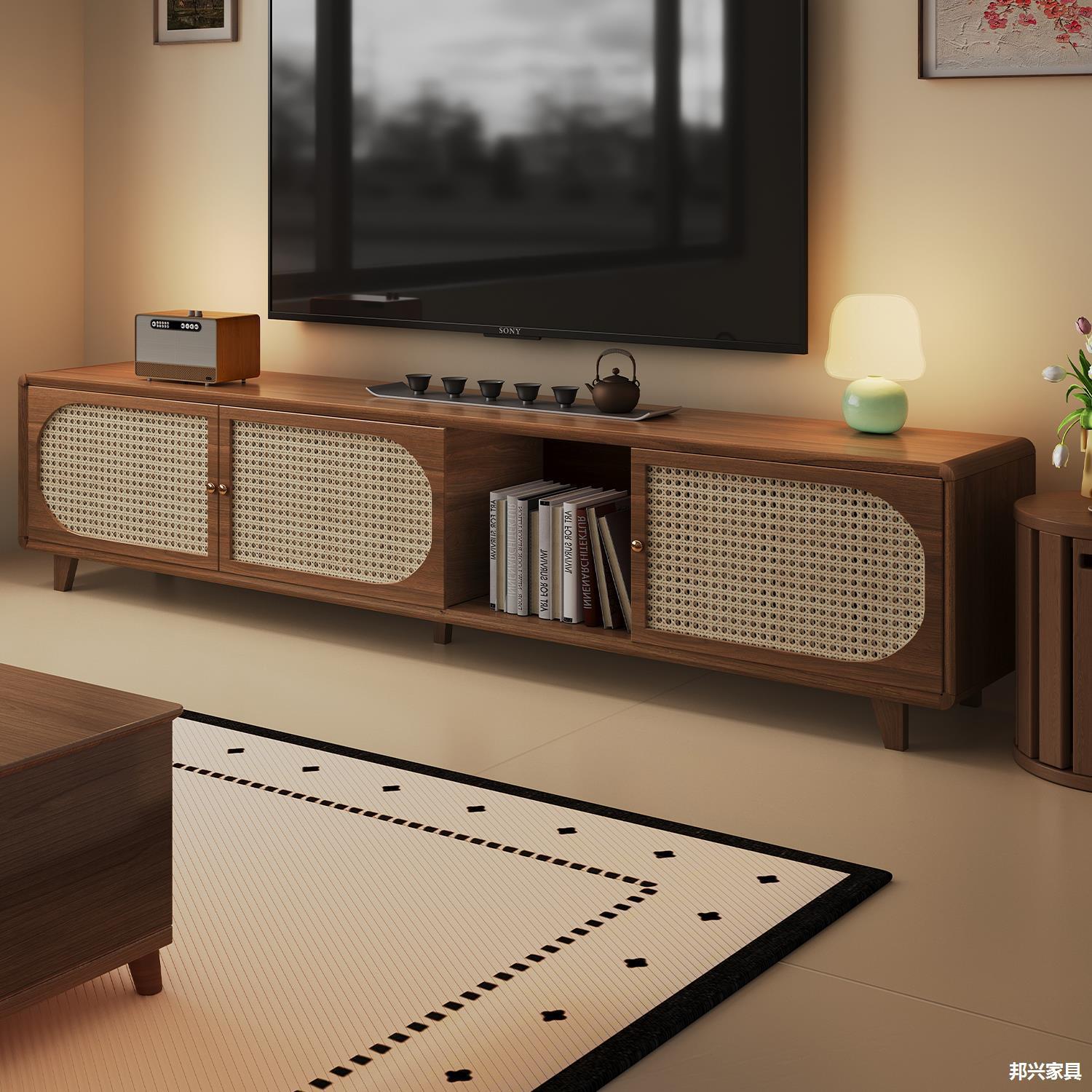 Rattan Tv Cabinet, Antique Style Living Room Storage Cabinet, Antique Tv Cabinet, Storage Cabinet, Home Coffee Table Cabinet, Combination Cabinet