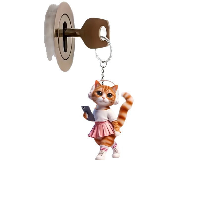 Nuevos productos transfronterizos 2D acrílico plano acondicionamiento físico belleza gatito colgante llavero image 5