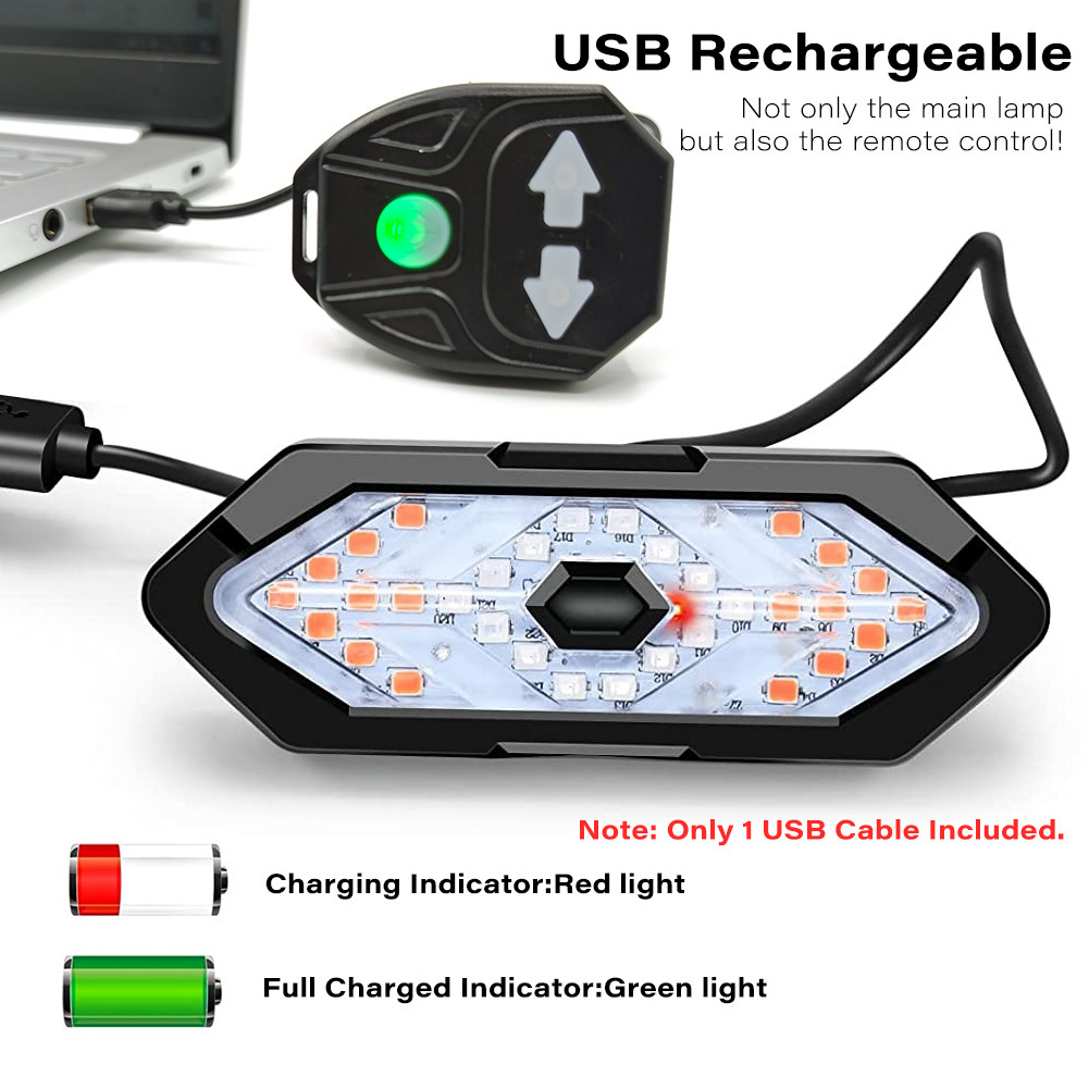 Luces de bicicleta, luces traseras de dirección de control remoto, luces izquierda y derecha, carga USB, conducción nocturna de montaña, LED con bocina, luz de advertencia impermeable