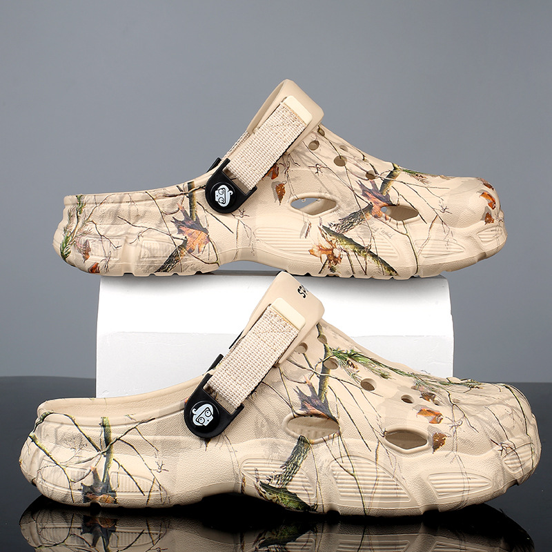 Zapatos de agujero transfronterizos para hombres de verano nuevos zapatillas antideslizantes con cabeza de bolsillo, zapatos de playa para nadar junto al mar