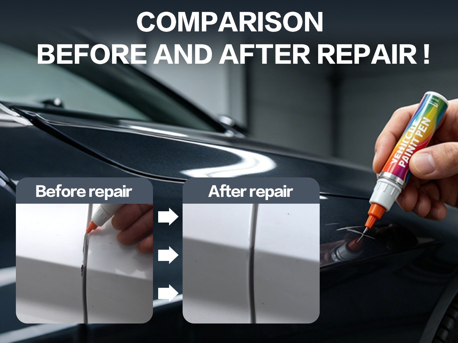 Cross-border exclusive car touch-up pen in pearl white, black, red, silver, and blue, universal scratch repair tool for car paint surfaces