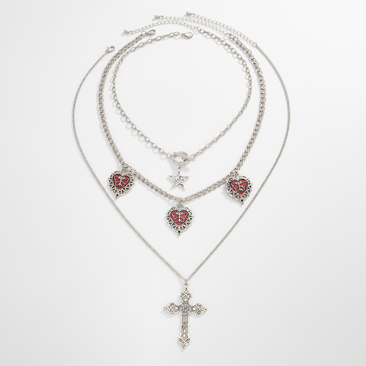 54g Weight Iron Pendant Material Layered Necklaces Classification Iron Chain Material 1 Piece Quantity Weekend Occasion Iron, Zinc alloy Material Cross Pattern Women's Gender Simple Style, Classic Style Style Dark Punk Cross Pendant Necklace Set For Women Exaggerated Stacking Cool Sweet Clavicle Chain Jewelry Geometric Pattern Alloy Zinc 31