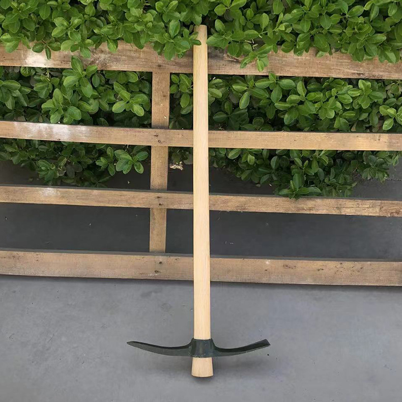 小号镐90cm柞木柄加长锰钢小镐战备镐现货高碳钢工兵镐十字镐加筋