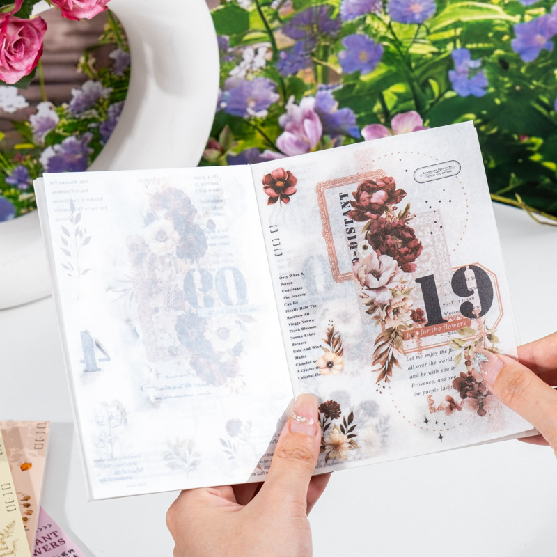 Ketchup Girl doble material de corte de pegatinas de patrón de flores brillantes pegatinas de flores retro pegatinas de mano