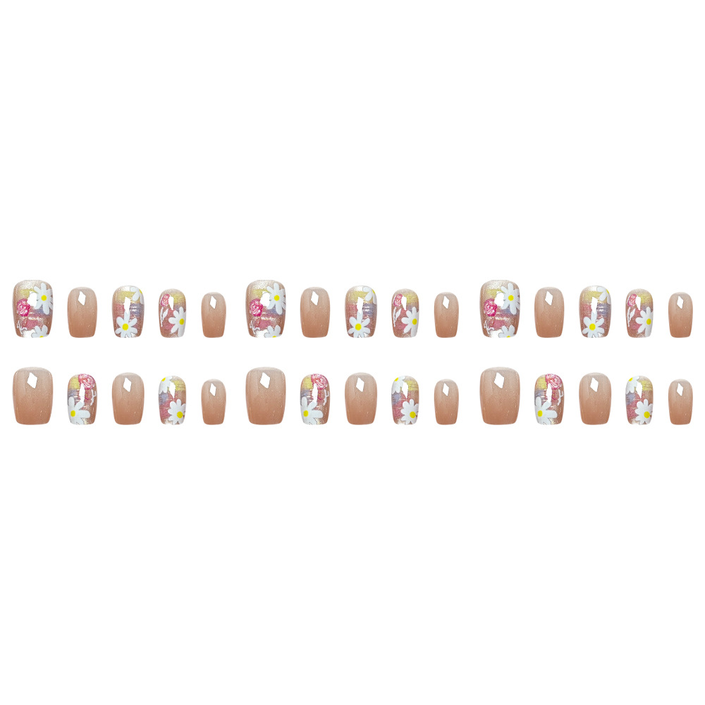 Juego de 30 piezas de pegatinas de uñas con diseño floral en relieve, estilo ojo de gato, para primavera, puntas de uñas de alta gama.
