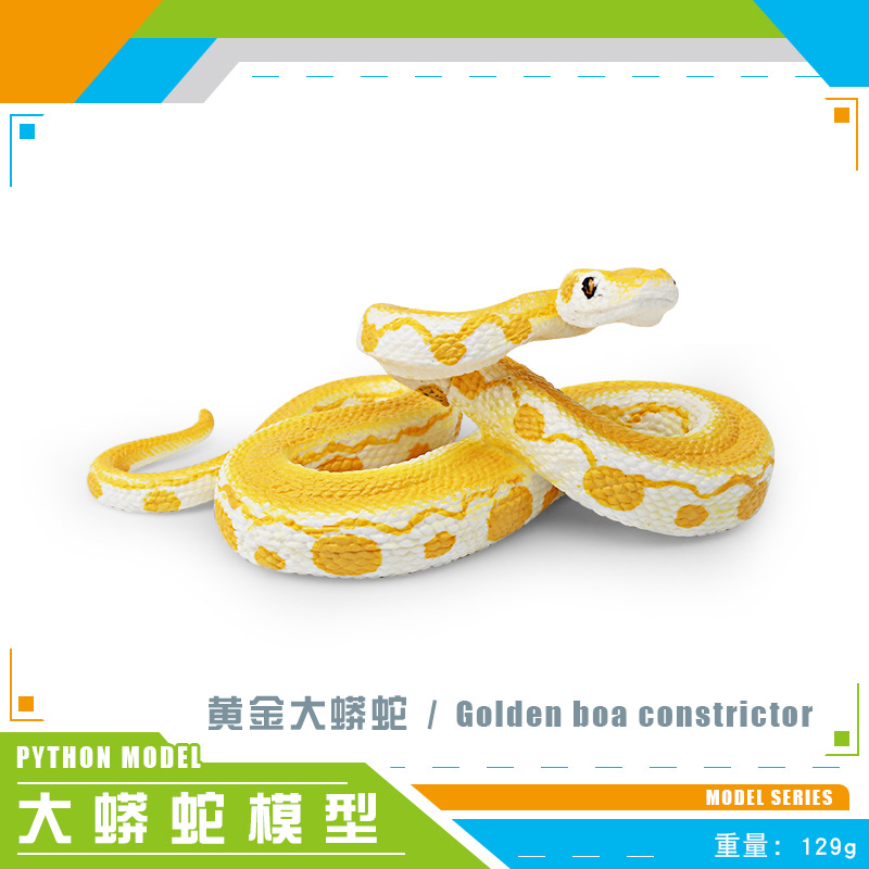 Reptiles de simulación Sksk serpiente pitón modelo de niños cognición oro gigante pitón decoración juguetes