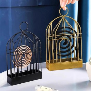 Creative Mosquito Coil Holder for Hanging Sandalwood Mosquito Coil Burner, Outdoor Metal Tray, Ash Catcher, Birdcage Mosquito Coil Stand