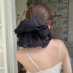 ビッグサイズ! レース大腸シュシュ超仙優しいレースヘッドロープ2025新作高級刺繍馬尾髪飾り