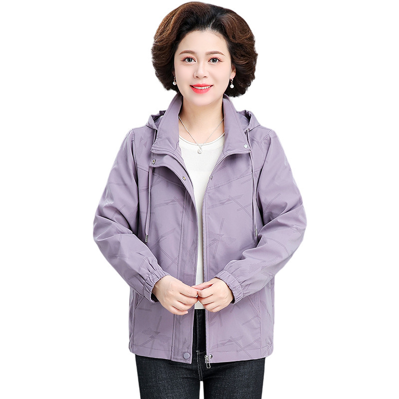中年妈妈风衣外套2025年春秋季新款洋气中老年女春秋连帽休闲上衣|undefined