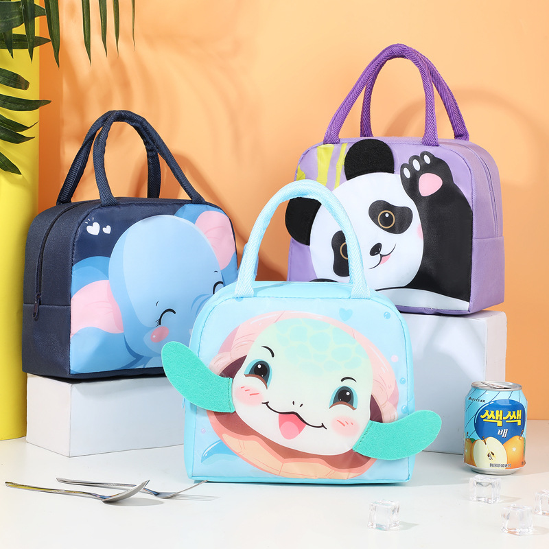 Nuevo cartón de dibujos animados bolsas de almuerzo estereoscópicas estudiantes niños bolsas de almuerzo de mano bolsa de aluminio aislante de calor bolsa de picnic con bolsa de comida