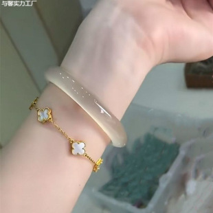 Direct Selling Natural Horse Material Champagne Golden Agate Bracelet Ice Transparent Chalcedony Bracelet Women's High Ice White Moonlight Bracelet Women's Model