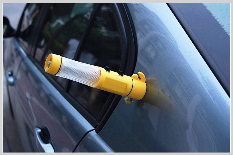 Car safety hammer, multi-functional safety hammer for vehicles, emergency hammer, window breaker, flashlight, and emergency light