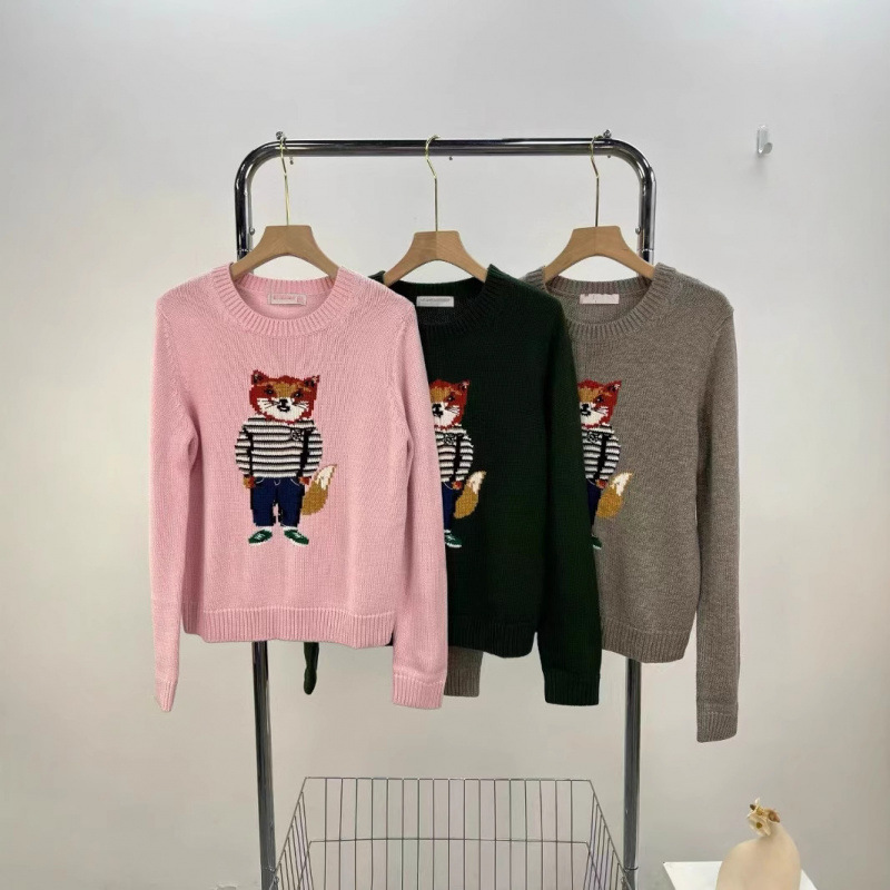 Can Be Scanned for Code/High-Quality Rl Ralph Bear Pattern Cotton and Linen Cable Knit Round Neck Long-Sleeve Sweater for Women Wholesale