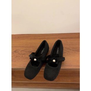 Chao Bunan suave hadas pequeñas fragancias viento Maria zapatos de invierno retrógrado 4CM arco de perla zapatos de una sola mujer