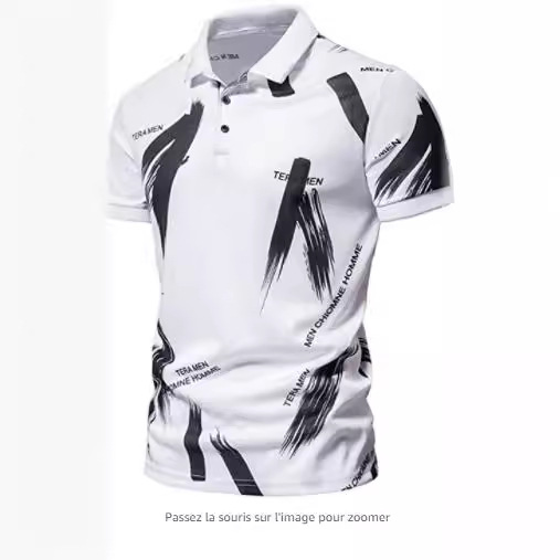 [Punto de aguja] 3D impreso camisa de polo nuevo casual de solapa de manga corta de los hombres camisa transfronteriza estación independiente