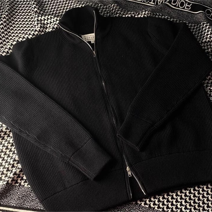 Margiela Style High Collar Double Zipper Margiela Warm Cardigan Knitwear Jacket Men's and Women's Anti-Pilling Knitwear